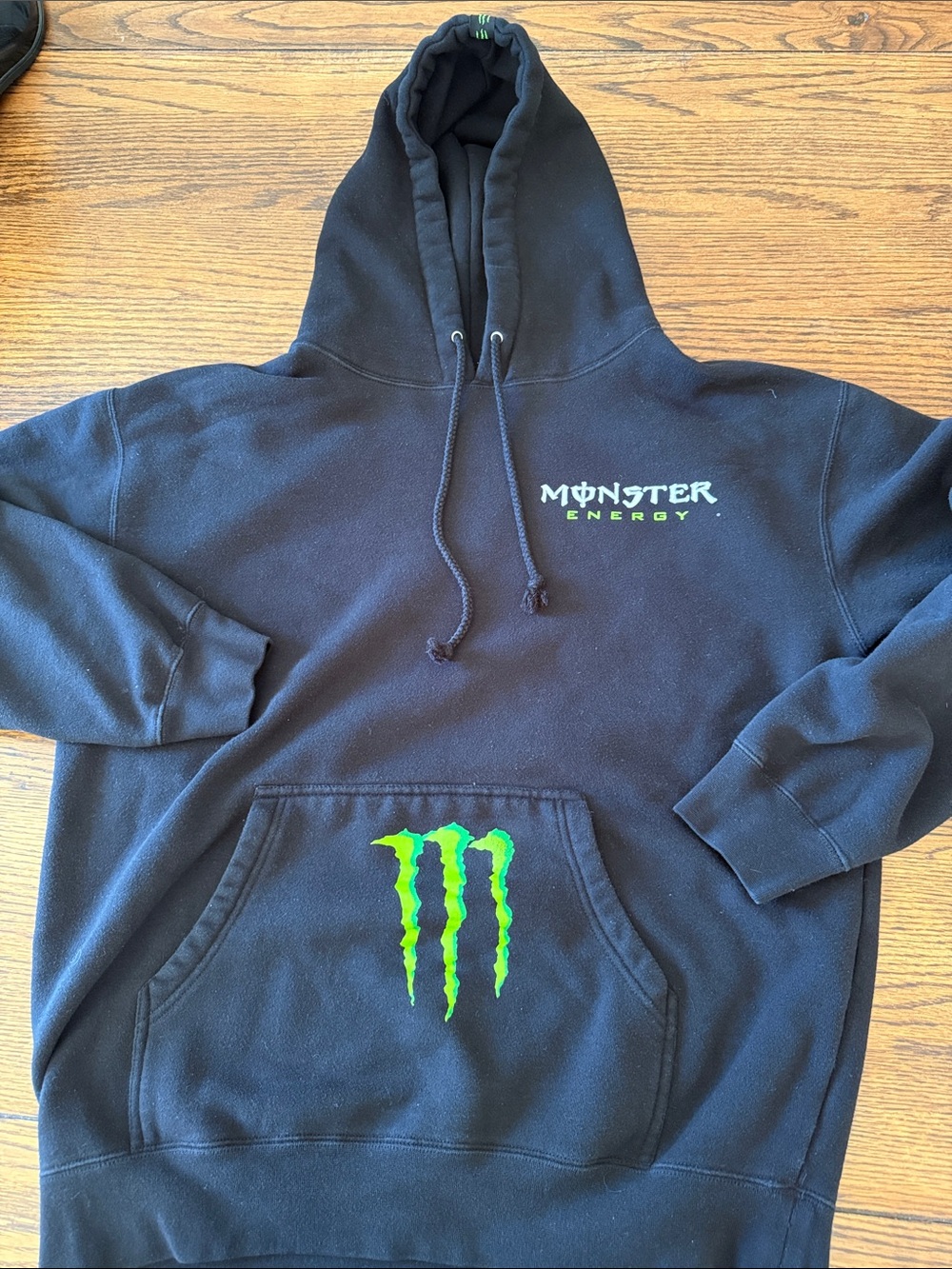 Monster Energy Moto Motocross Hoodie Black Logo Pullover Sweatshirt Large